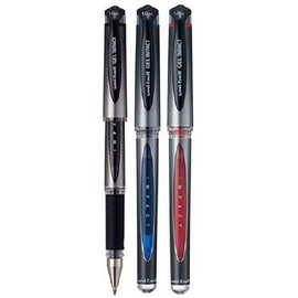 Uni Ball Assorted Colour Pack Of Capped (UM-153S) Gel Impact Rollerball Pen Ball Point Pens Broad 1mm Nib Tip 0.6mm Line Width Ink (1 Of Each Colour - Black Blue Red - 3 Pens)