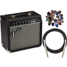 Fender Frontman 20G Guitar Combo Amplifier - Black Bundle with Instrument Cable and Picks