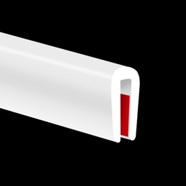 Rubber Edge Trim, Flexible Baby Proof Edge Trims for Sharp Edges, 1/16" U Channel Edge Protector, Self Adhesive Edge Guards for Car Doors and Sheet Metal Parts, 20Ft, White Color, Silicone Material