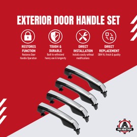 AA Ignition Exterior Door Handle Chrome Set of 4 Replacement Compatible with Toyota and Lexus Vehicles - 2010-2022 GX460, 4Runner, Land Cruiser - Replaces 69210-60170, 69250-60060, 69250-60050