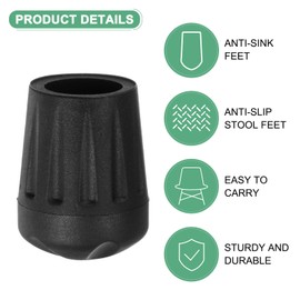 M METERXITY 4-Pack Anti-Slip Camping Chair Foot, 15mm Folding Camp Chair Replacement Feet for Folding Chair Stool/Fishing/Hiking Outdoor/Camping/Picnic/Uneven Floor [Black]