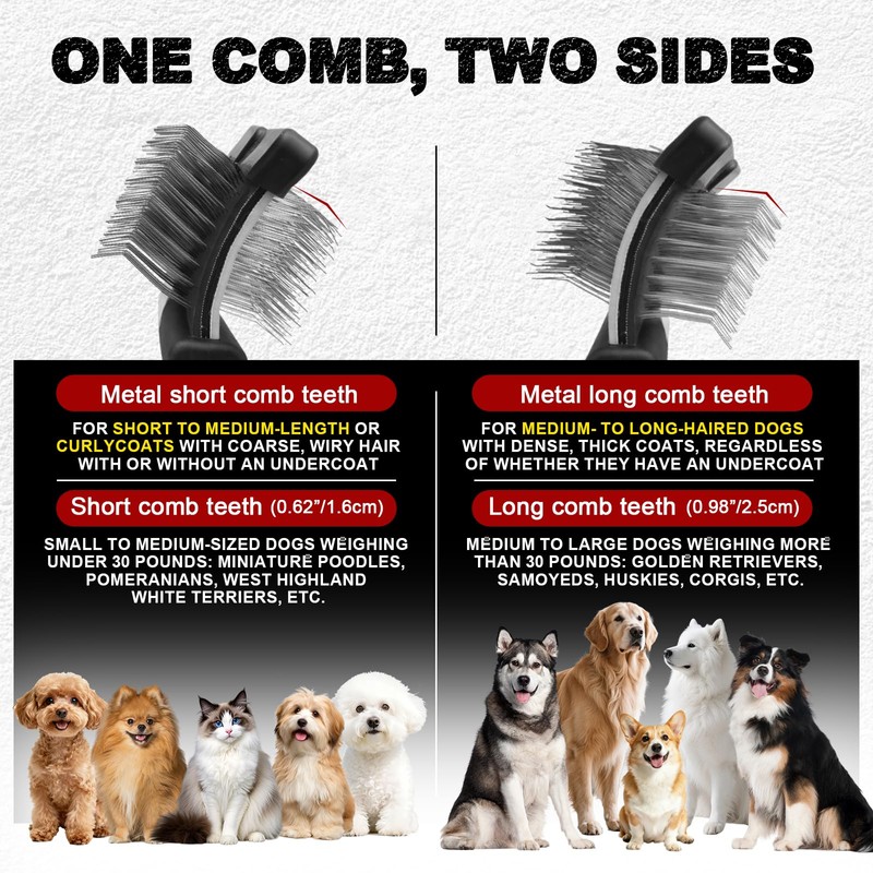 Dual Flexible Slicker Brush for Dogs&Cats Double-Sided Dog Brush