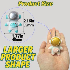 YOINIUEM 12 Pack Oversized Astronaut Shower Curtain Hooks - 2.16" (55mm) Astronaut Figure, Space Explorer Themed Hooks, Space Bathroom Decor for Kids and Adults