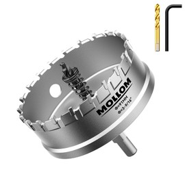 Mollom (91mm | 3-9/16'') Heavy Duty Carbide Hole Saw with 2 Pilot Drill Bits, Hole Cutter cuts Stainless Steel, mild Steel, Iron, Copper, Brass, Plastic