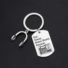Gzrlyf Music Producer Keychain Beat Maker Gifts DJ Keychain Eat Sleep Make Beats Repeat Radio DJ Gifts Music Lover Gift (Beats Repeat DT Keychain)