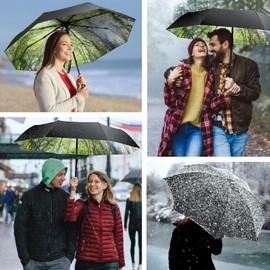 ZUOYOUZ Compact Travel Umbrellas for Rain Windproof, Portable, Automatic, Strong, Durable, Premium Handle, Vibrant Designs, Foldable Perfect Car Umbrella and On-the-go