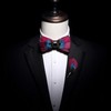 JEMYGINS Burgundy Feather Bow Tie Leather Bow tie and Brooch