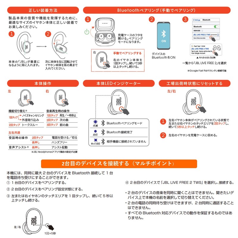 JBL LIVE FREE 2 Wireless Earbuds Bluetooth Multi-point Hybrid Noise