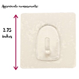 BANBERRY DESIGNS Pack of 12 Utility Hooks - Clear Plastic Hangers - Non-Adhesive - 2.75" Square - Strong & Reusable - Practical Home Accessory - Holds up to 1 Pound - Sticks to Smooth Surfaces