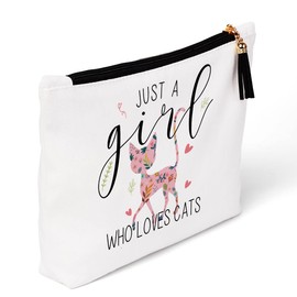 Cat Gifts for Cat Lovers, Cat Stuff Merch Decor, Cat Mom Gifts for Women Women, Unique Christmas Birthday for Cat Lover Owners, Crazy Cat Lady Gifts, Cat Makeup Bag ?Just A Women Who Loves Cats