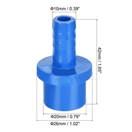 sourcing map PVC Pipe Fitting 10mm Barbed x 20mm OD Spigot Straight Tube Adapter Hose Quick Connector, Blue