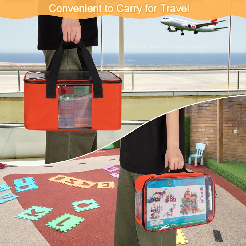 Rexmica 2pcs Toy Storage Organiser Bag for Magnetic Tiles Blocks,