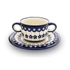 Original Bunzlauer Keramik Soup Cup with Saucer (Bouillon Bowl), 0.26