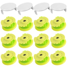 Xgunion Weed Wacker String Replacement for Ryobi One Plus+ AC80RL3 0.08'' String Trimmer Line Compatible with Ryobi Weed Wacker 18V,24V,40V Trimmers (12 Replacement Spool, 4 Trimmer Cover)