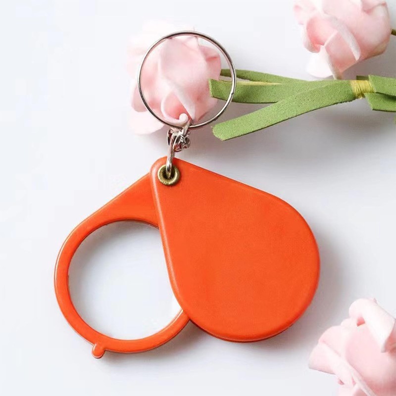10X Magnifying Glass, Keychain Magnifier, Orange, Portable, for Small Objects