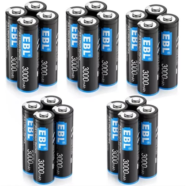 EBL 20x 1.5V Lithium AA Batteries 3000mAh Non-Rechargeab
