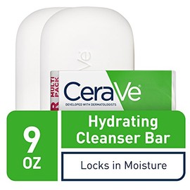 Barra de Limpiador Hidratante CeraVe, Limpiador Corporal y Facial Sin Jabón con 5% Crema Hidratante CeraVe, Sin Fragancia, Pack de 2, 4.5 Onzas Cada U