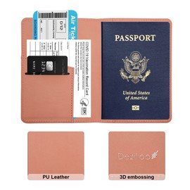 Deziliao Passport Holder,Passport Holder Card Slots, and Vaccine Combo, Cute cover for Women Men, with Waterproof Rfid Blocking, Travel Wallet(M-Pink)