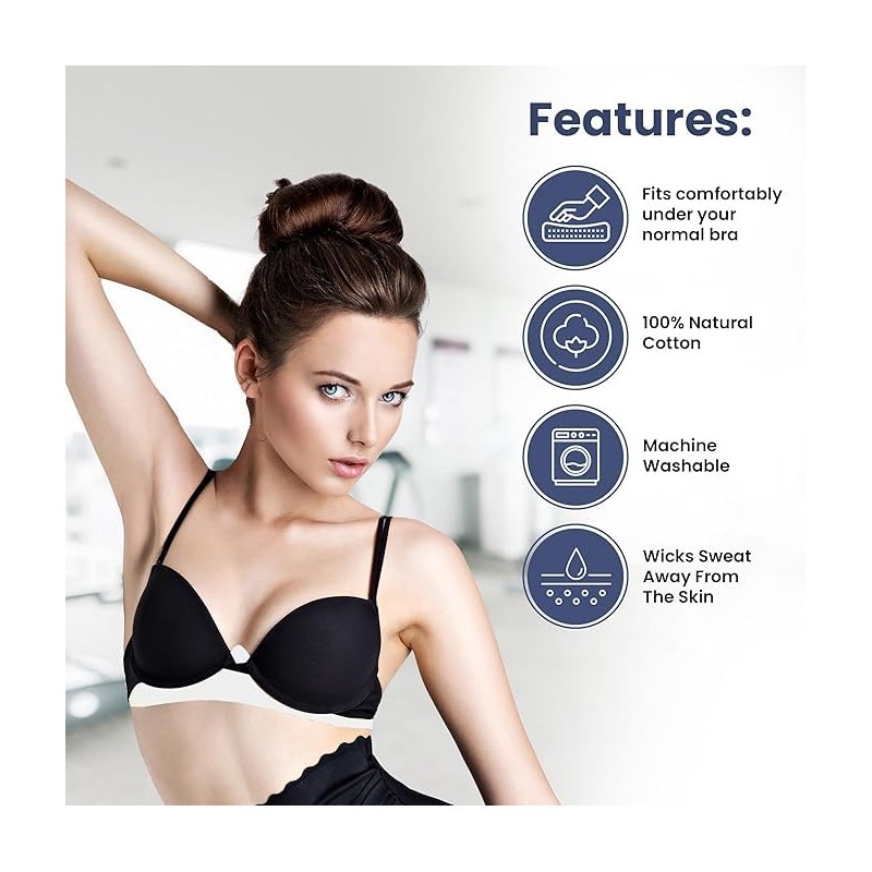 Gadget Planet Cotton Under Bra Liners (WHITE)- Cool Support, Comfort,