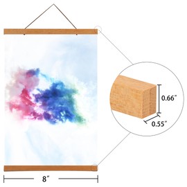 Medog Magnetic Poster Hanger Frame, 8“ Wide, Display Posters 8x10 8x12 8x18 Picture Frame, Teak Wood,Natural,1 Pack