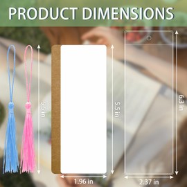 DSYIL 50 Set Blank Bookmarks Making Kit, 50 Pcs Paper Bookmark Blanks, 50 Pcs Colorful Bookmark Tassels, 50 Pcs Clear Bookmark Sleeves for DIY Bookmark Projects and Gift Tags