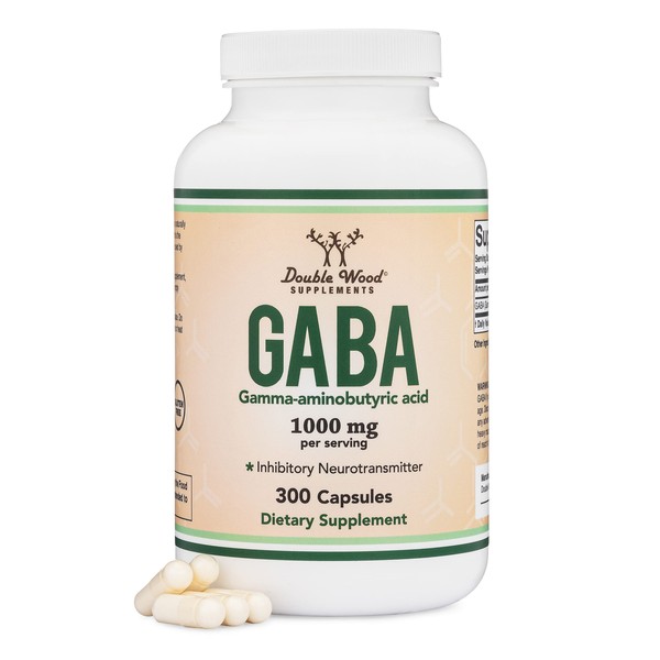 GABA Supplement (300 Capsules, 1,000mg per Serving) Promotes Calm, Relaxation, and Supports Sleep (Manufactured in The USA, Vegan Safe, Gluten Free, Non-GMO)(Gamma Aminobutyric Acid) by Double Wood