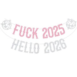 Banner de Hola 2026 con Purpurina Rosa, decoración para Fiestas navideñas y de Año Nuevo 2026.