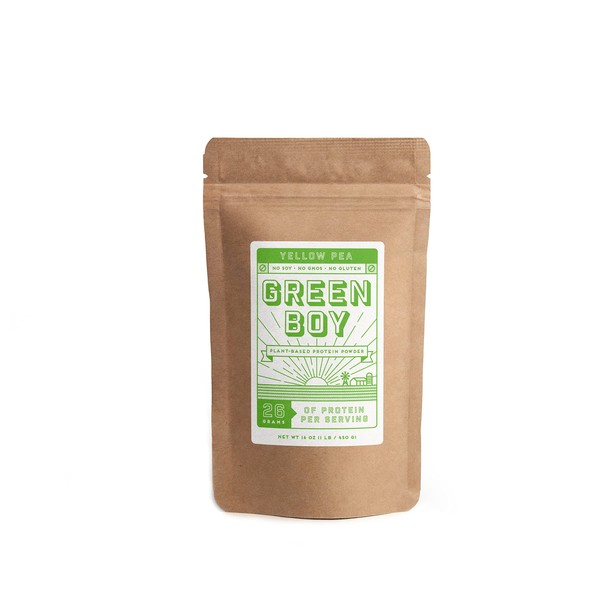 GREEN BOY Yellow Pea Plant-Based Protein Powder Made from Single Ingredient, Vegan and Clean Additive from Plant Protein, Good for Cooking, Baking and Shakes, No Added Sugar, Soy or Gluten (16oz)