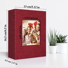 Vienrose 4x6 Photo Album for Photos Linen Cover Black Pages Photo Book Large Capacity Picture Albums for Valentine Wedding Christmas Birthday (Red, 100 pockets)