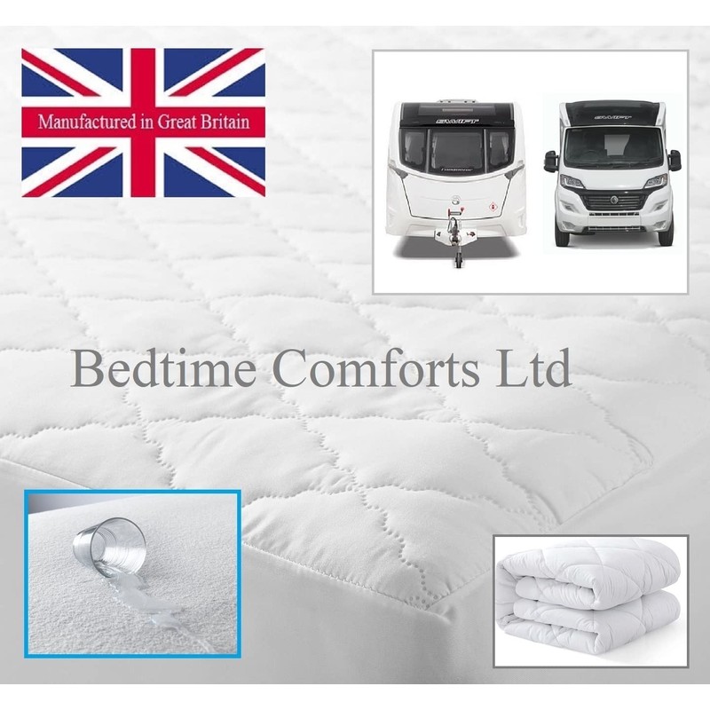 CARAVAN/MOTOR HOME ISLAND BED WATERPROOF QUILTED FITTED MATTRESS PROTECTOR (Hand