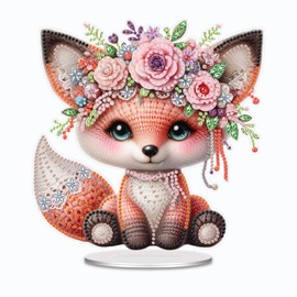 Plstod Diamond Painting Animals Decoration Fox Diamond Painting Table Decoration 5D Diamond Painting Pictures Spring Diamond Painting Ornament DIY Gifts for Girls Adults Beginners Home Gift Family