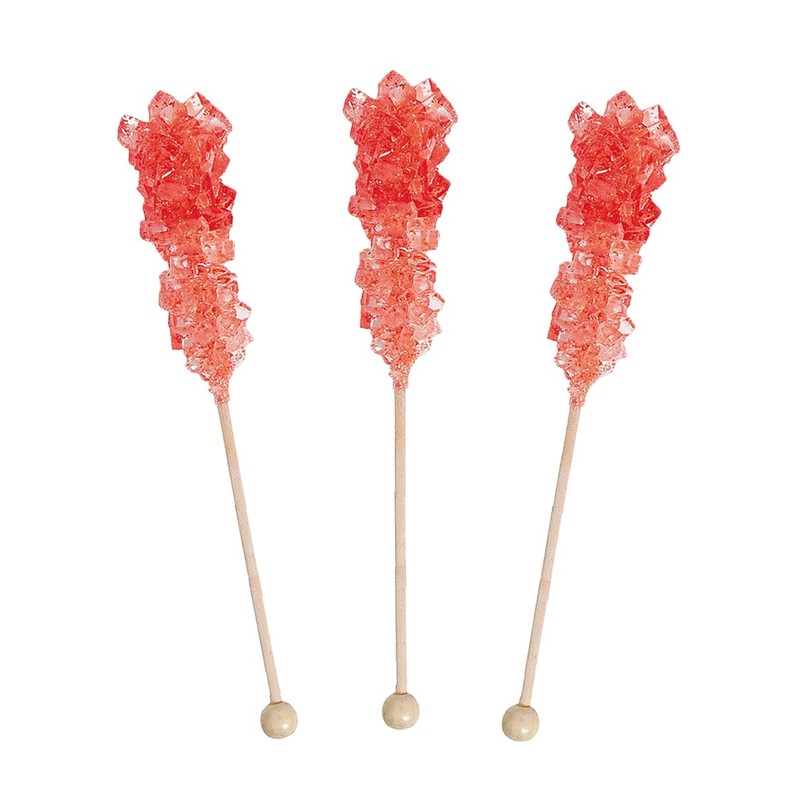 Red Rock Candy Sticks – Strawberry Sugar Flavor, 72 Pack