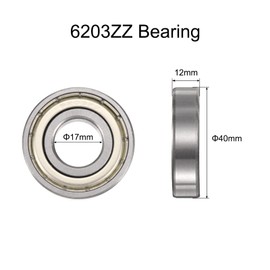 sourcing map 2pcs 6203ZZ Bearing 17x40x12mm, Chrome Steel Double Shielded Precision Bearing, Lubricated Deep Groove Ball Bearings, P6 (ABEC 3)