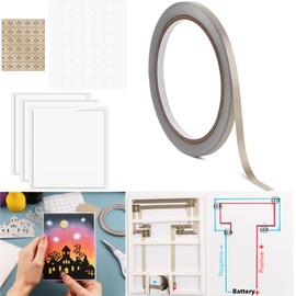 White LED Circuit Stickers and Conductive Fabric Tape,Light Craft Kit Mini Starter Kit for Crafts,30PCS/Set White LED Lights,10M Conductive Fabric Tape and 93 Strips Adhesive Tapes for Crafts Projects