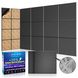 BSHEAD 10 pcs 165dtex Microfiber Acoustic Panels ，Self-Adhesive Soundproof Wall Panels, 12 x 12 x 0.4 in Sound Proof Foam Panels for Walls, High Density, Noise Dampening Panels for Home Studio（Black）
