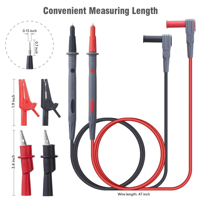 WGGE WG-011 Soft Silicone Test Lead and Safety Alligator Clips,Multimeter