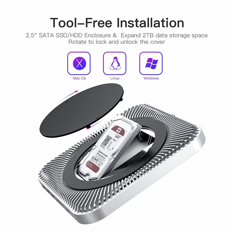 USB-C Hub with Hard Drive Enclosure for Mac Mini M1,