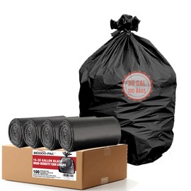 BEIDOU-PAC 30 Gallon Trash Bags, 100 Count Black Garbage bags, Multi-purpose Trash Can Bin Liners for Bathroom, Office, Industrial, Commercial, Janitorial, Municipal, Recycling