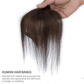 Yamel 3D Clip In Fringe Real Human Hair Bangs 360°Cover for Thinning French Fringe Lightweight For Women Dark Brown