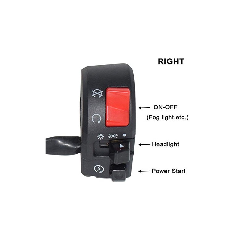 22mm Motorcycle Handle Right Switch Start End Headlight Switch Button