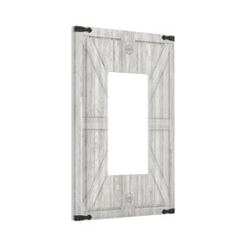 Spshian Decorative Outlet Covers Rustic Wooden White Barn Doors 1 Gang Single Decora GFCI Device Light Switch Cover Plate 1 Rocker Wall Plate Jumbo Switch Plate Cover for Kitchen Farmhouse Bedroom