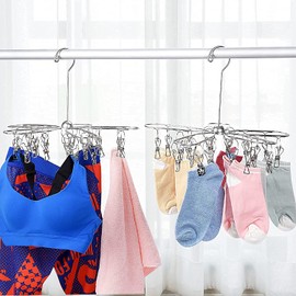 Feifyw Pinch Hanger, Foldable, Cherry Blossom Shape, 20 Pinch Clothes Drying Hanger, Laundry Hanger, Stainless Steel Hanger, Strong Storage, Rust Prevention, Suitable for Small Items such as Socks,