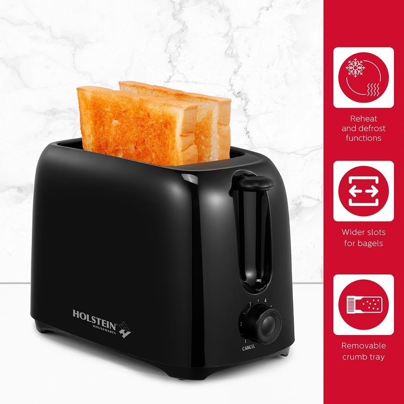 Holstein Housewares - 2-Slice Toaster with 6 Browning Control Settings,