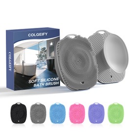 COLGEIFY, Shower Bath Brush, Large Size of Soft Bristles for Men & Women After Gym, Exfoliating and Deep Clean, Back Suction Cup Easy to Store and Dry (Gray)