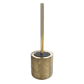 WENKO Rivara Hand Painted Toilet Brush Holder, Ceramic, Gold, 40 x 11.5 x 11.5 cm