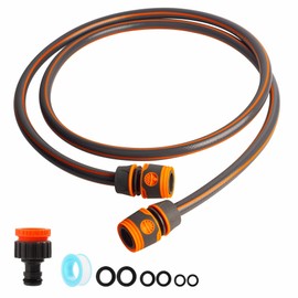 Garden Hose Connection Kit - 1.5M Short Hose Pipe with 3/4" & 1/2" Adapters, Tap Connectors for Reel, Cart, Sprayer