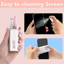 Limpiador de Teclado,Kit de Limpieza para PC,7 En 1 Limpiador de Pantalla Portátil con Cepillo Bolígrafo para Airpods Teclados Celular, Multifuncional para la Limpieza de cámaras Digitales (Rosa)