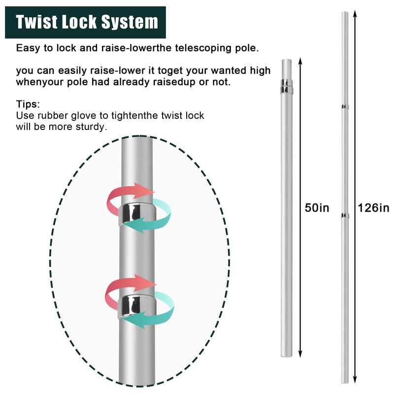 EEZ RV Products Retractable Aluminum Pole (16 Gauge)-10ft with Starlink