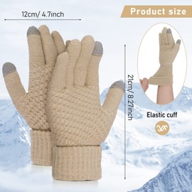 Women's Winter Warm Touchscreen Gloves, Thermal Knit Soft Fleece Lined Gloves Winter Texting Gloves Elastic Cuff Anti-Slip Gloves