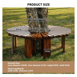Fakednss Tree Bench Wrap Around Tree Bench - Wooden Curved Benches Outdoor Strong Bearing Capacity 660Lbs, Outdoor Furniture for Garden Natural Park Courtyard(Color:Brown,Size:Half Round)